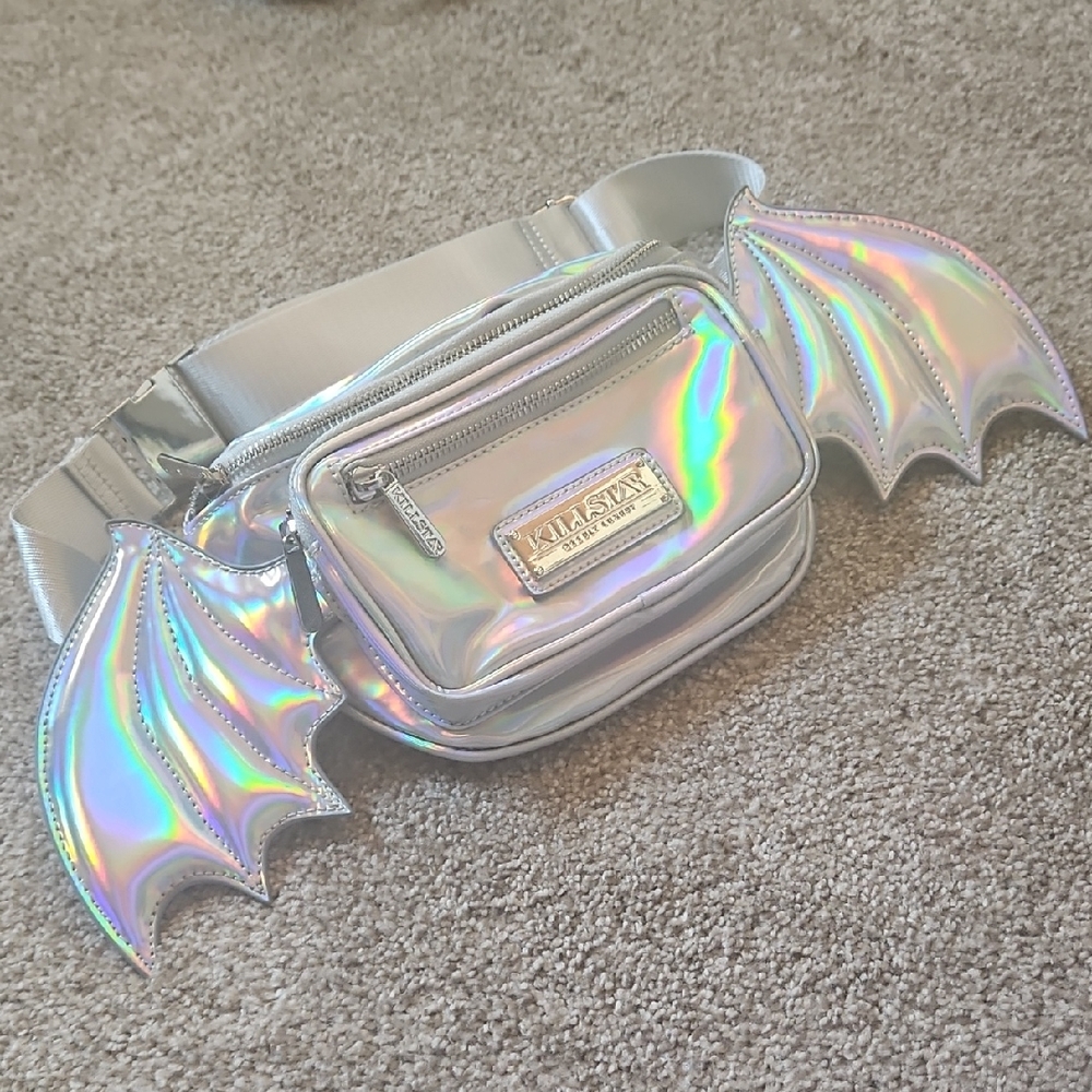 Killstar Iridescent Silver Wing Fanny Pack Bum Bag